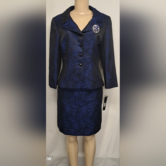 Tahari Dresses & Skirts - Tahari Arthur S. Levine Royal Blue/Black 2 PC Skirt Suit 10 Ronnie Style New